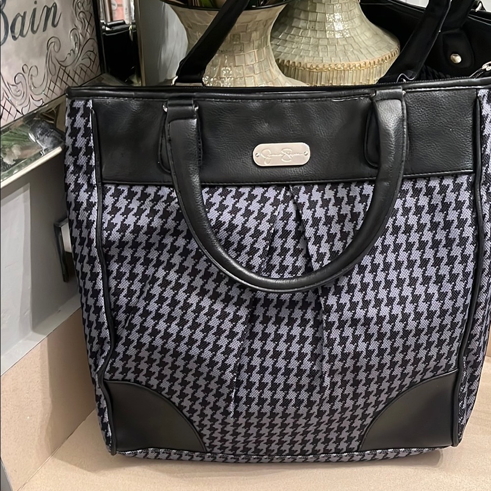 Black and Gray Houndstooth Tote Bag